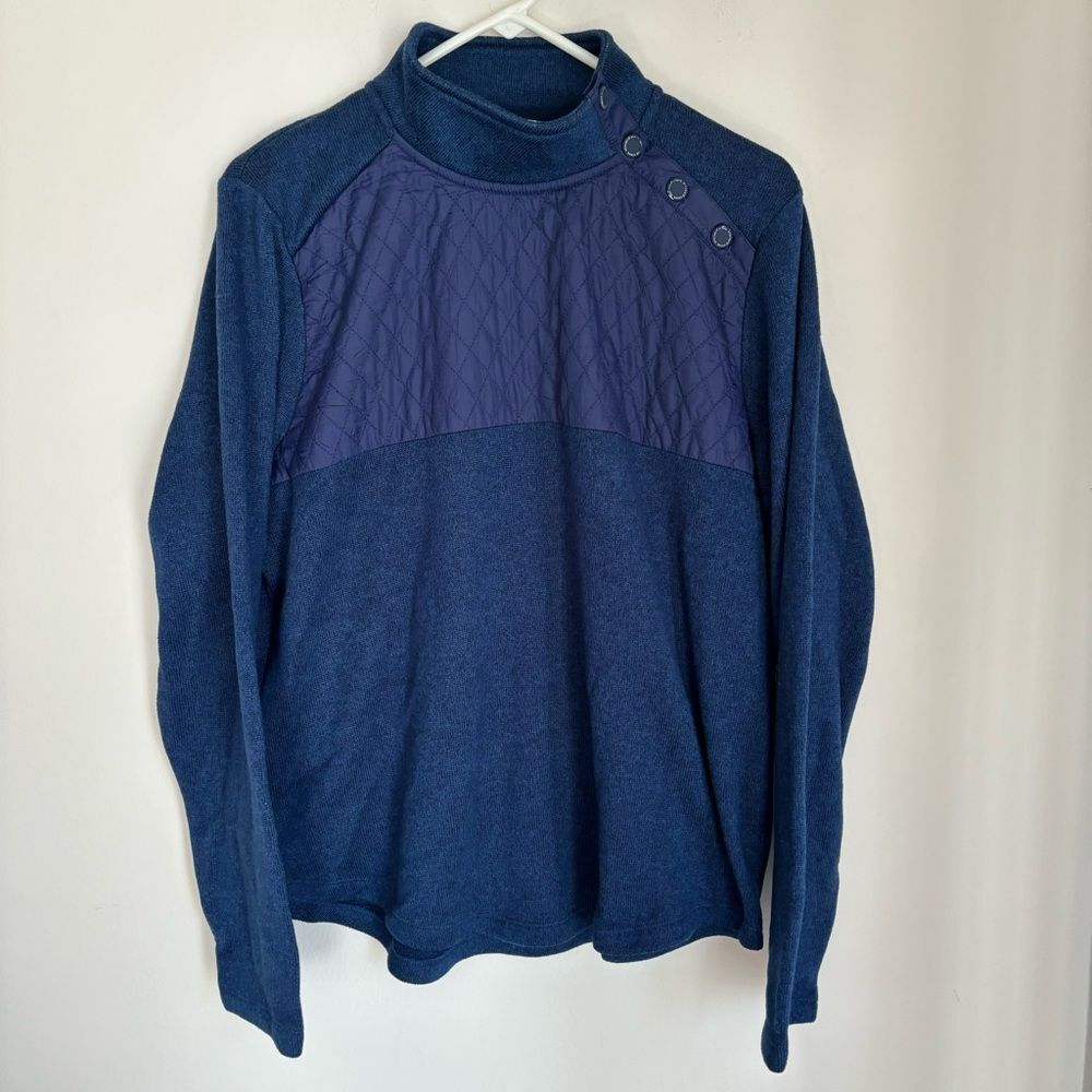 Vineyard Vines Women's Navy Blue Snap Button Quilted Knit Pullover Size XL!